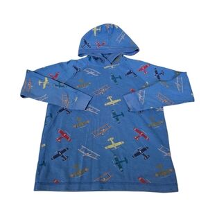 Hanna Andersson Blue Airplane Pattern Hoodie Soft Size 10